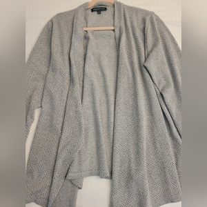Jones New York Cardigan Sweater Womens  Gray Waterfall Open Chevron Clas…
